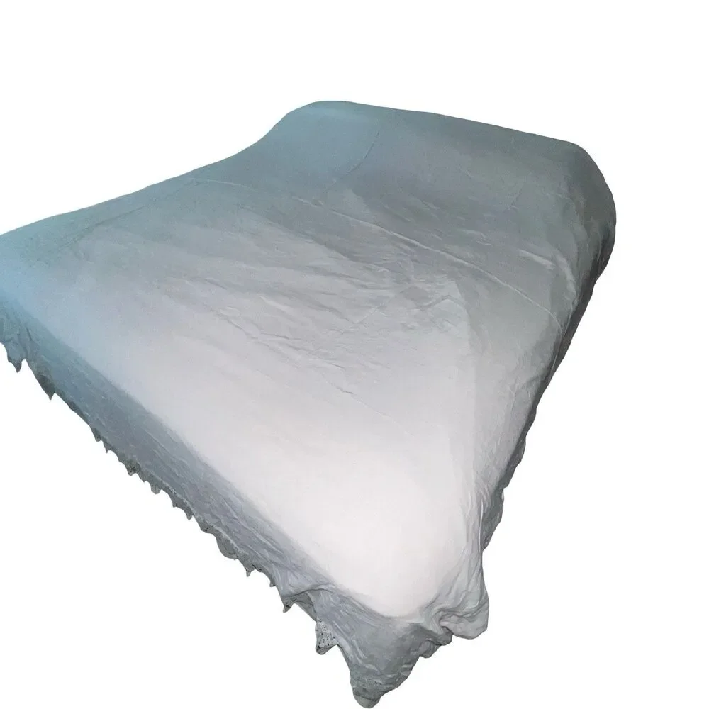 Wamsutta Vintage Evelyn Lace Trim King Duvet Cover Linen Cotton Gray